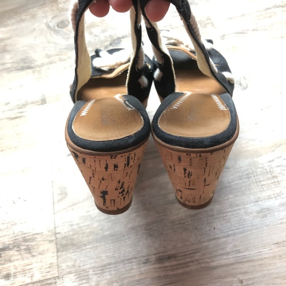 Sperry peep toe wedge black shoes rope - Picture 3 of 6